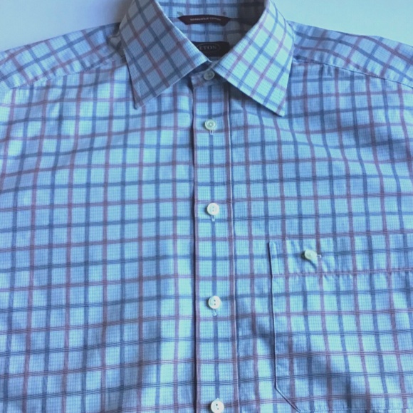 ETON wrinkle free cotton light blue checkered shirt Sz 16 /16.5 made in Europe’ - Picture 3 of 7